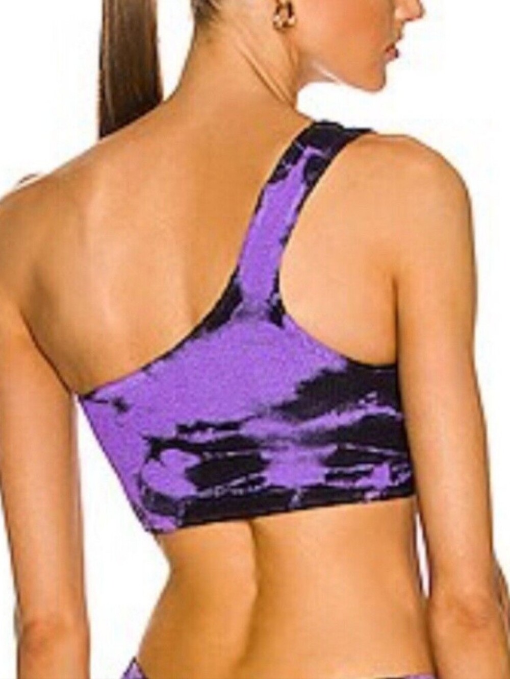 Bond-eye Samira Bikiny Top Black PURPLE Marble One-Shoulder OS